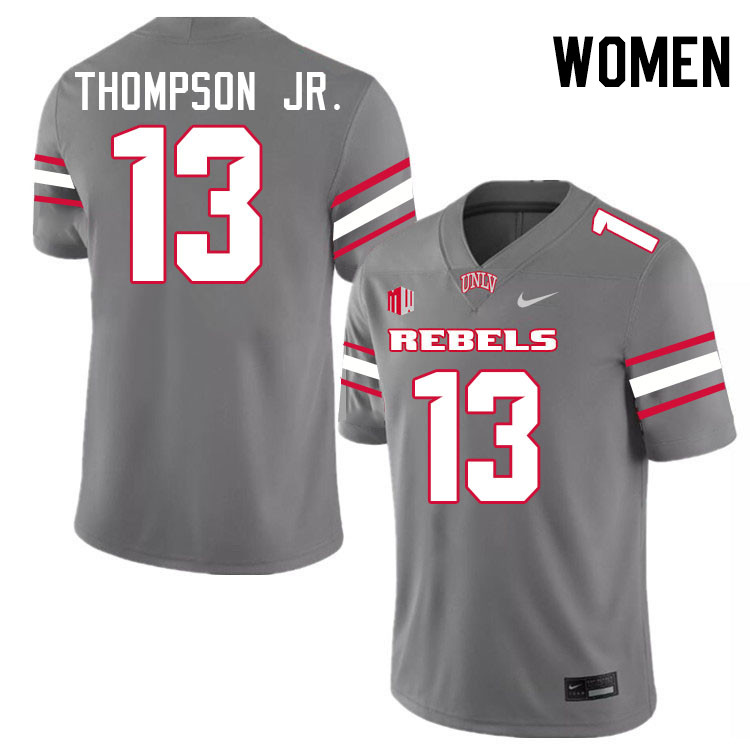 Women #13 Corey Thompson Jr. UNLV Rebels College Football Jerseys Stitched-Grey